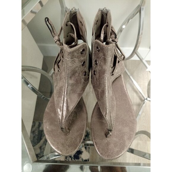 NWOT Women's Pierre Dumas Adele Gladiator Sandals Metallic Pewter Size 7 - Picture 4 of 10